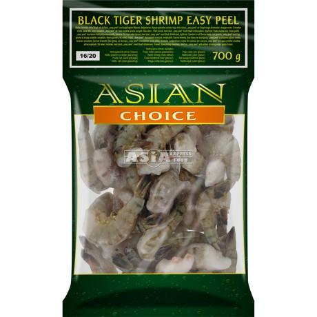 Juodosios tigrinės krevetės EASY PEEL, ASIAN CHOICE 16/20, 700 g.