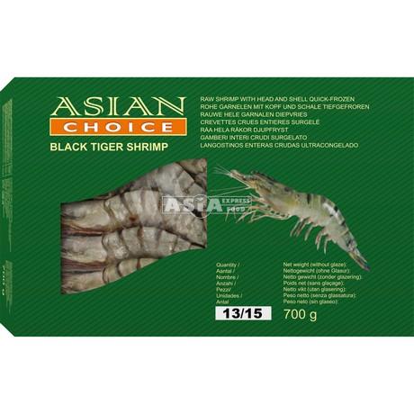 Juodosios tigrinės krevetės , ASIAN CHOICE 13/15, 700 g.